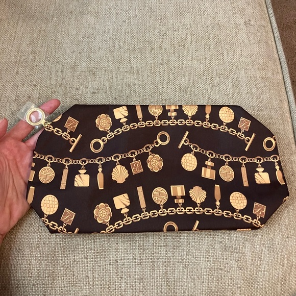 Estée Lauder brown and gold charm bracelet design bag - Picture 1 of 4